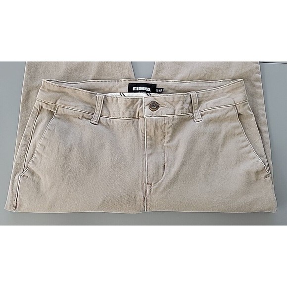 RSQ Slim Straight Fit Mens 30x30 Chino Pants Tan Stretch Back Welt Pockets Logo - Picture 2 of 15
